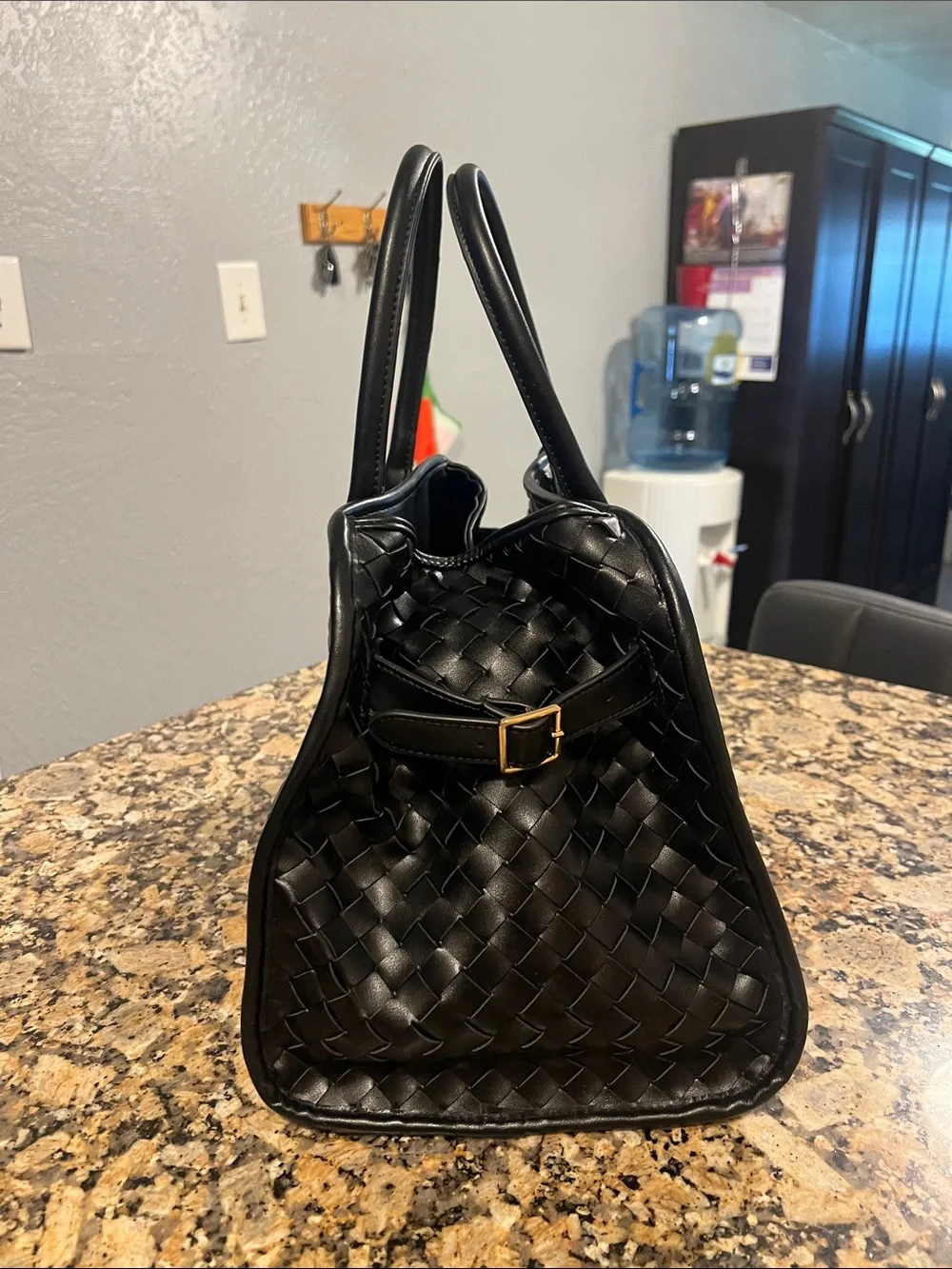 Urban Expressions Black Woven Satchel Tote - Picture 7 of 7